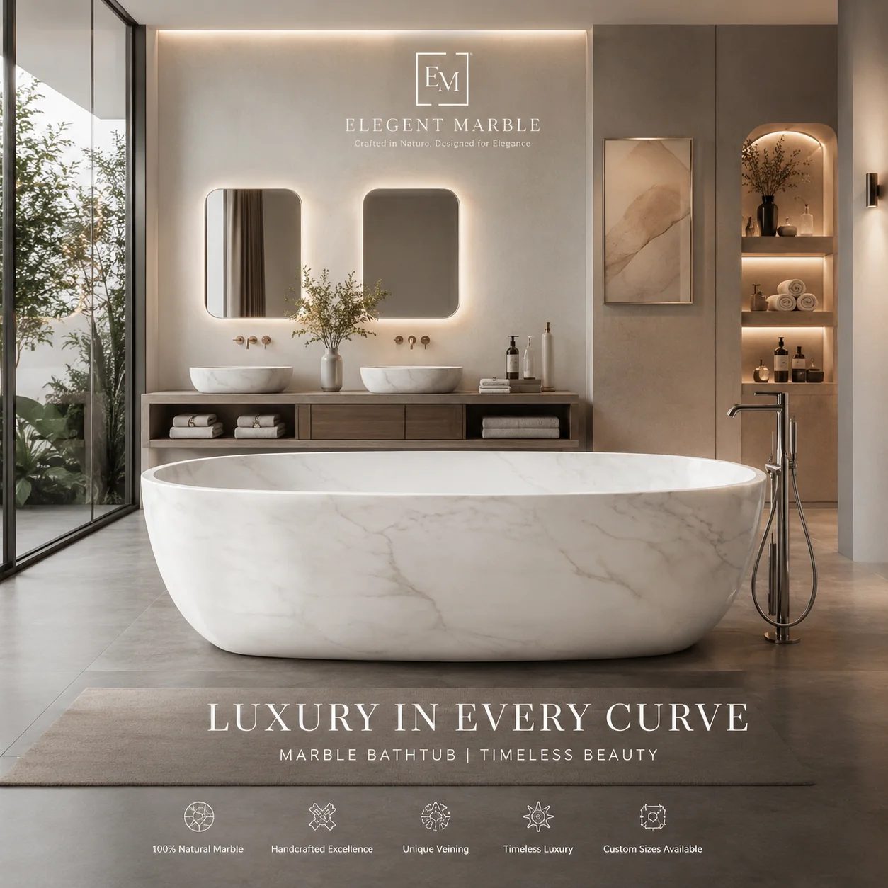 White marble bathtub