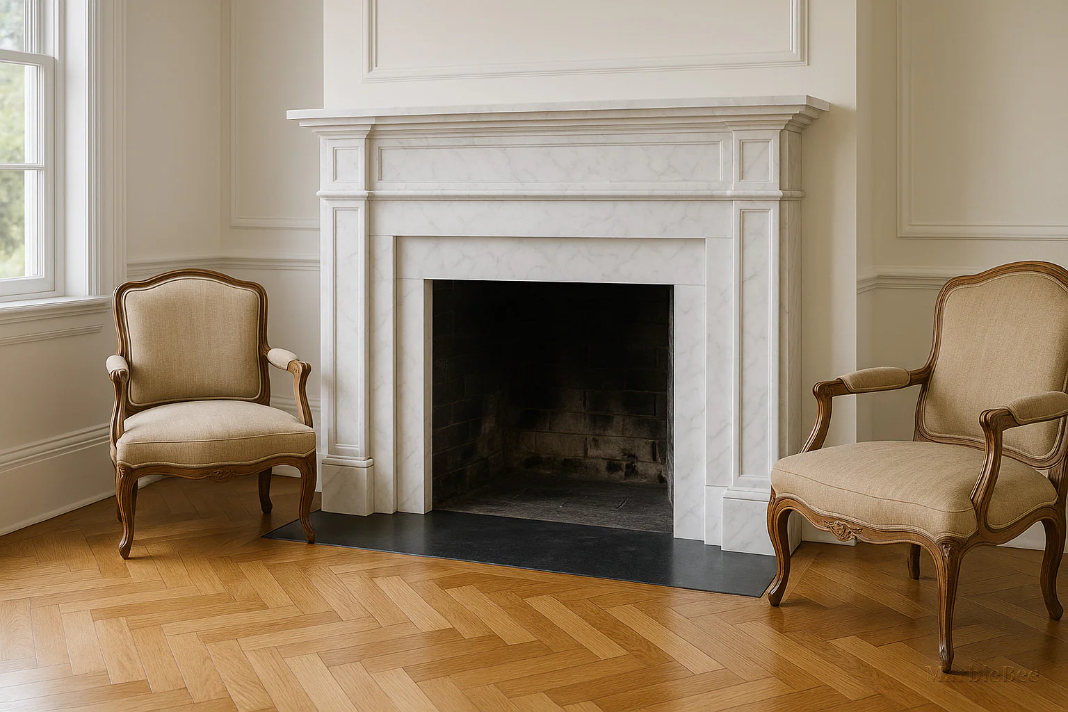 White marble fireplace