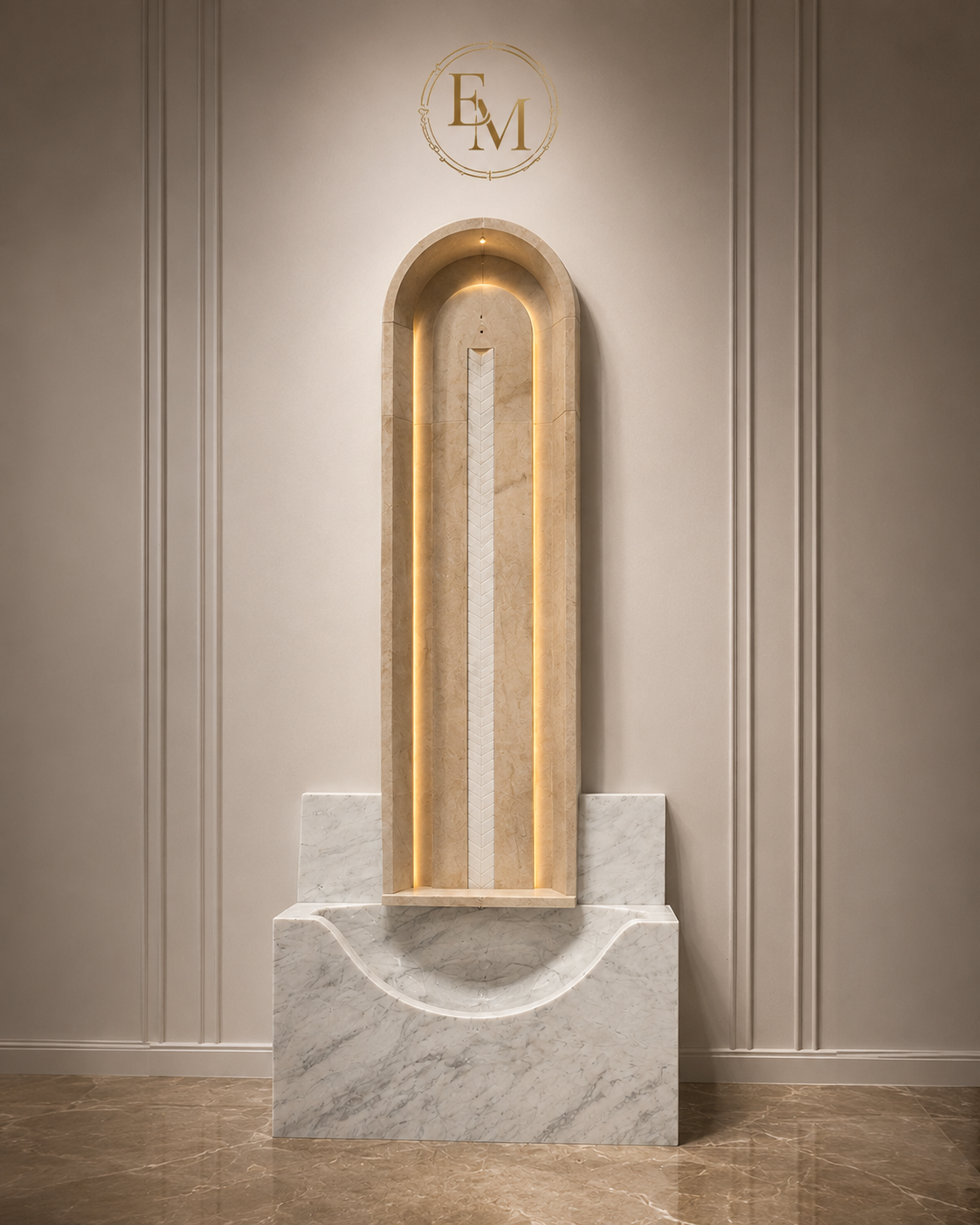 Signature handcrafted marble fountain by Elegent Marble