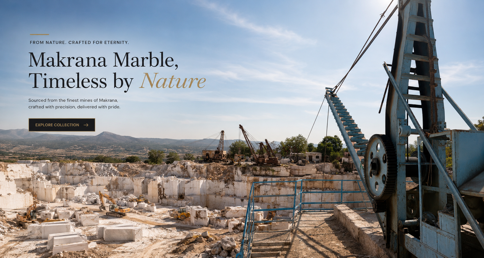 Raw marble quarry in Makrana