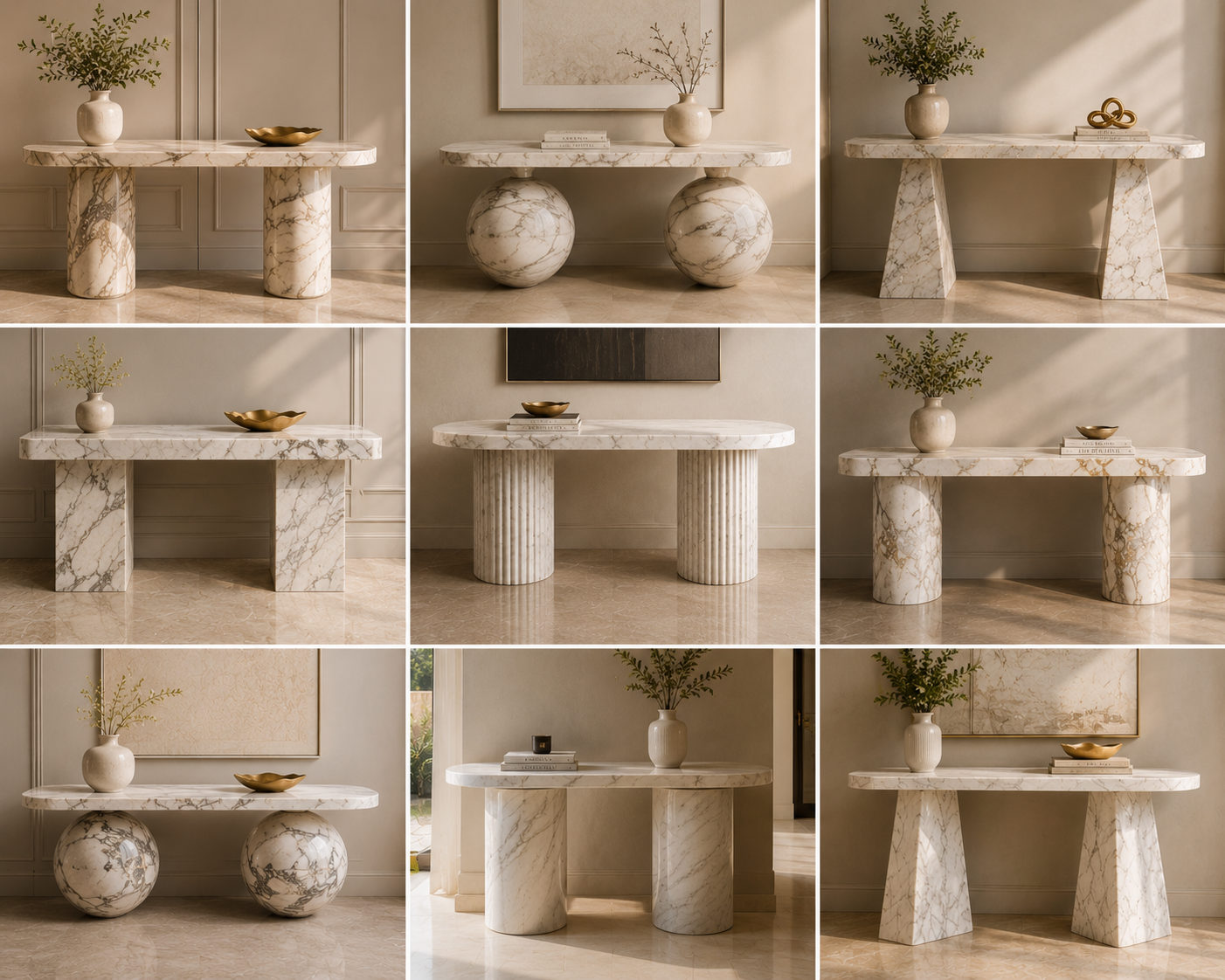 Four marble table designs
