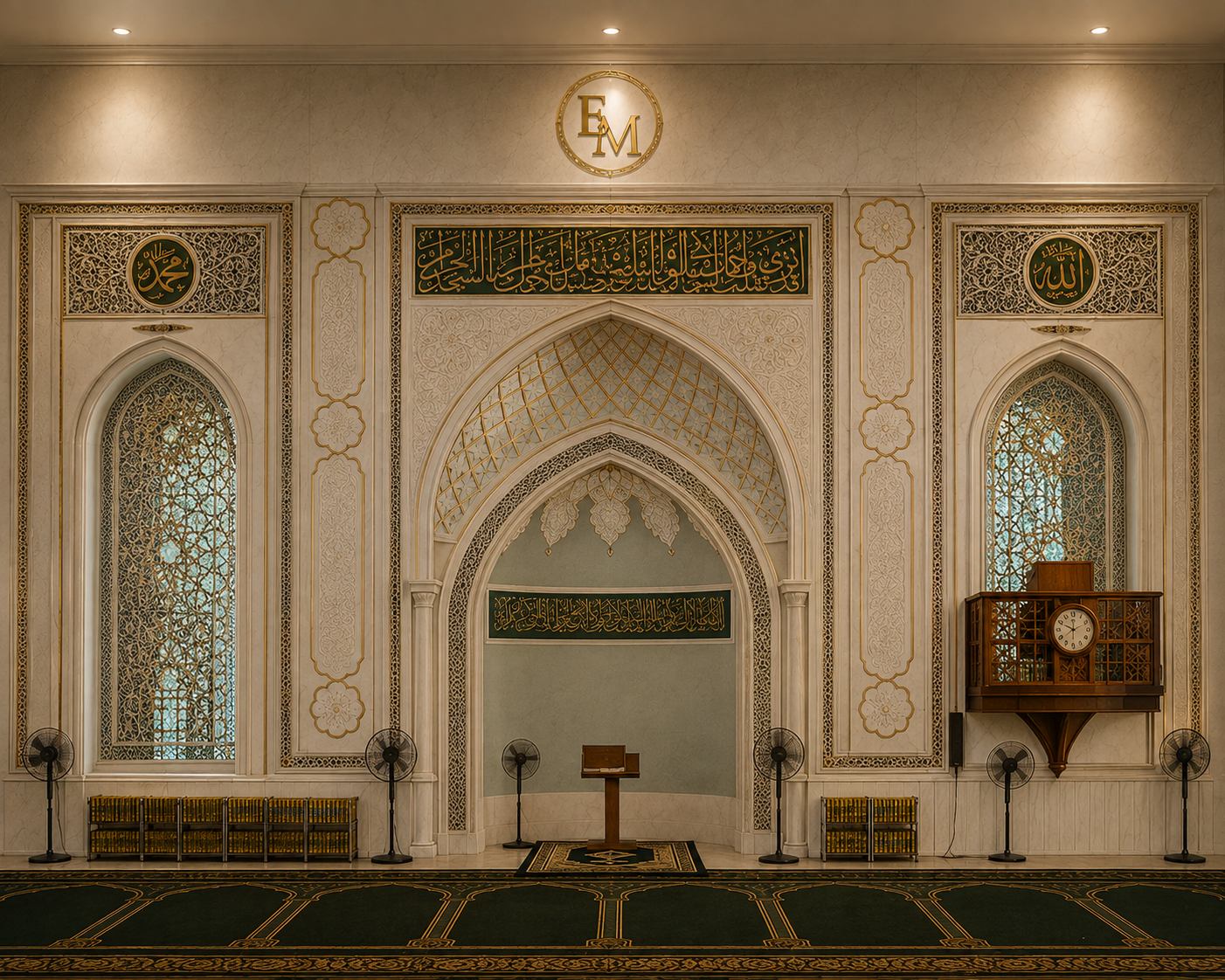 Handcrafted marble mihrab interior