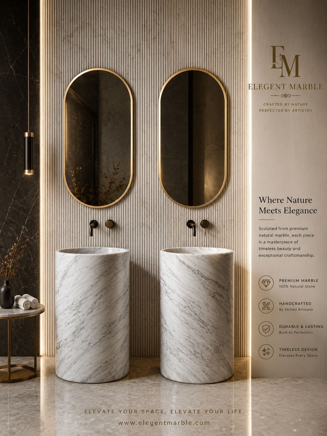 Natural marble washbasin by Elegent Marble