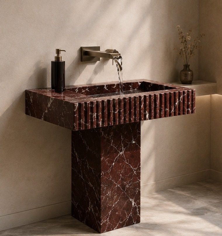 Red marble washbasin